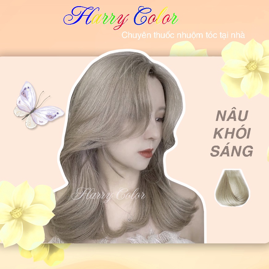 Thuốc nhuộm tóc 💕 FREESHIP >50K 💕 Nhuộm tóc màu Nâu khói sáng (ảnh thật) - nhuộm tóc tại nhà + tặng kèm oxy trợ nhuộm