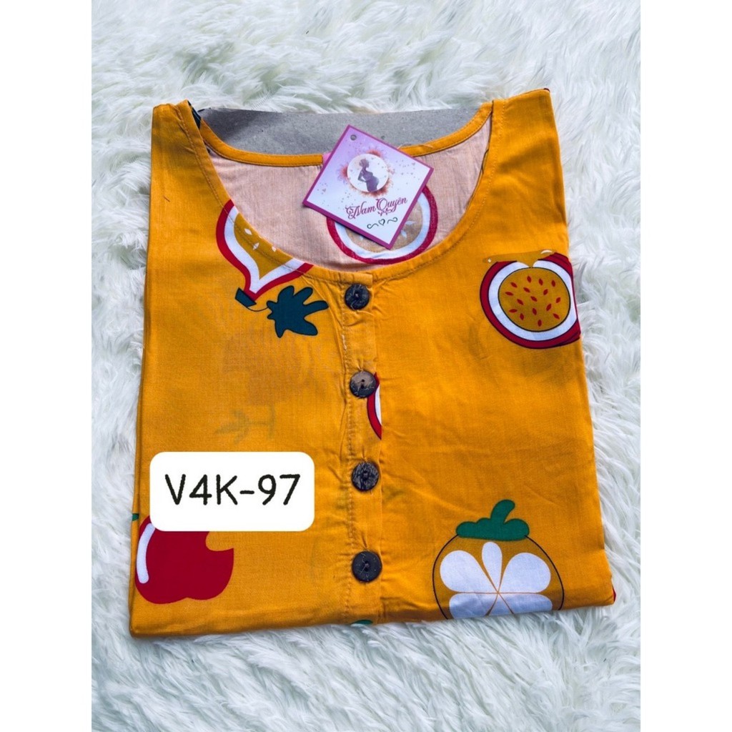 Váy bầu thiết kế 4 khuy chất  lanh thoáng mát, thoải mái mùa hè V4K