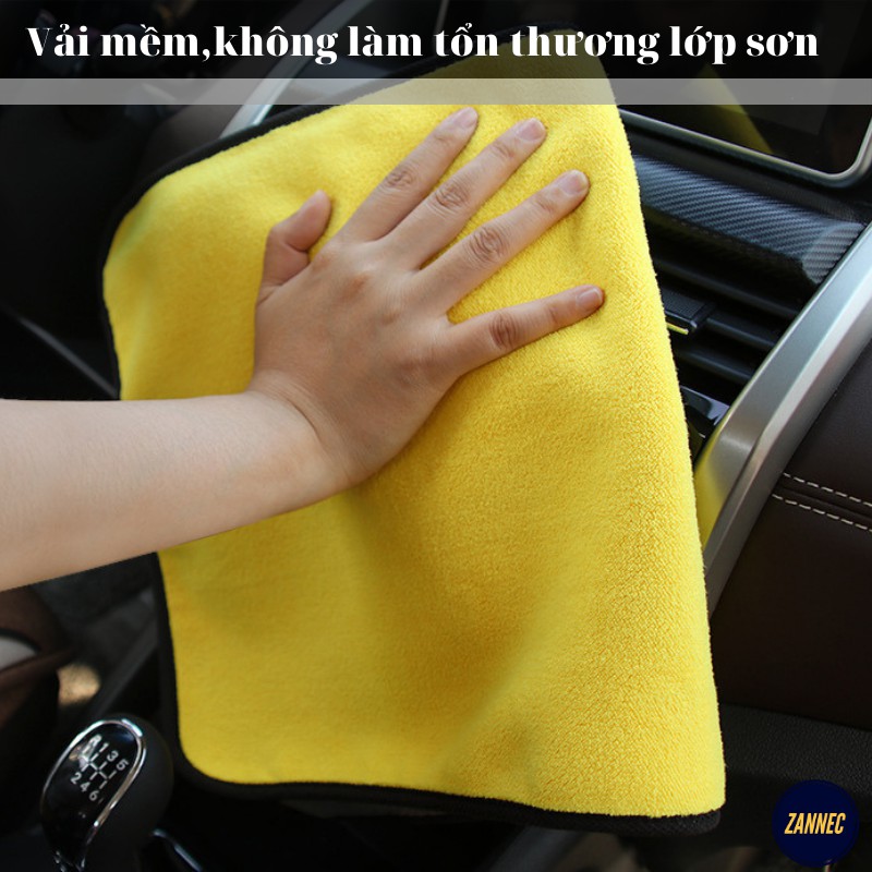 Khăn lau ô tô 2 mặt, kích thước 30 x 60 cm, chất liệu bông thấm hút nước tốt. Nội thất ô tô Zannec