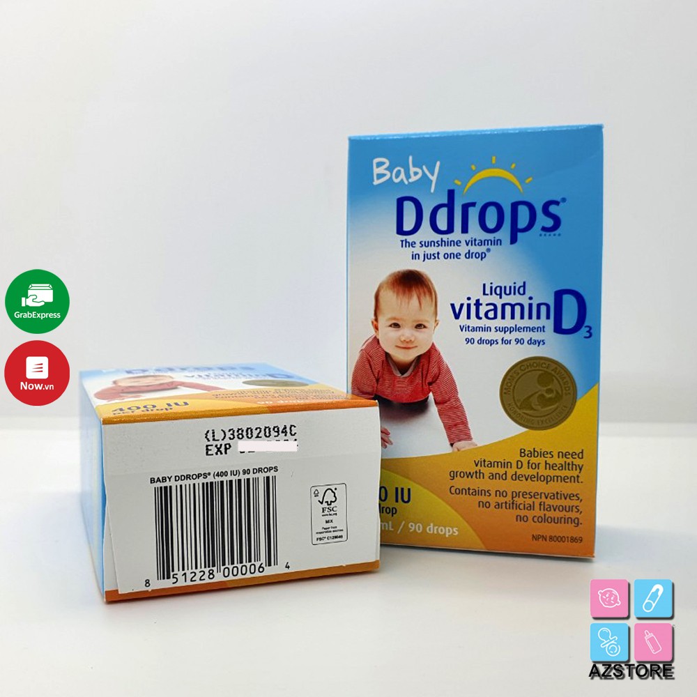 Vitamin D3 Drops - Baby DDrops bổ xung vitamin D cho bé 60 giọt và 90 giọt