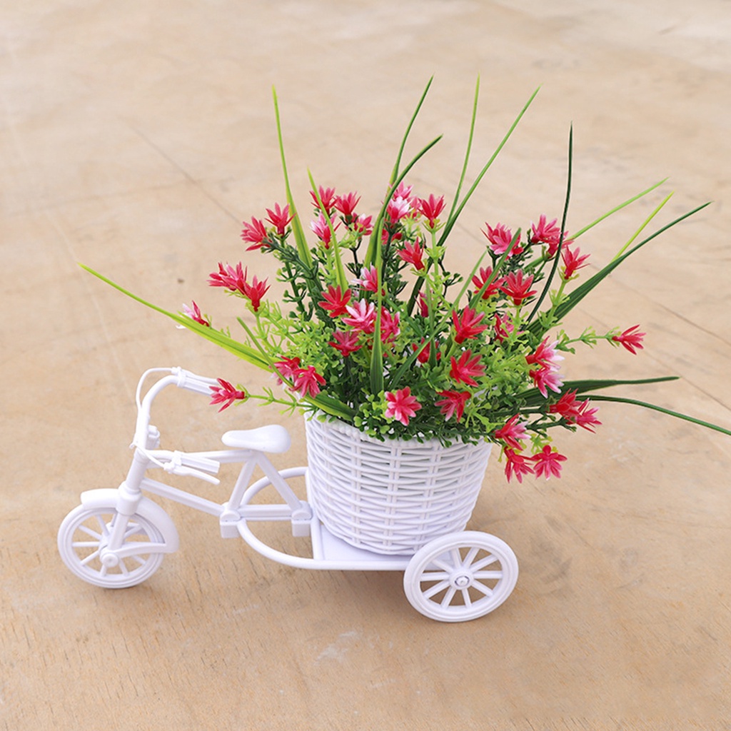 1 Bộ Cây Hoa Nổi Hình Xe Đạp Bằng Mây Nhân Tạo Sinh Động Trang Trí Đám Cưới DIY