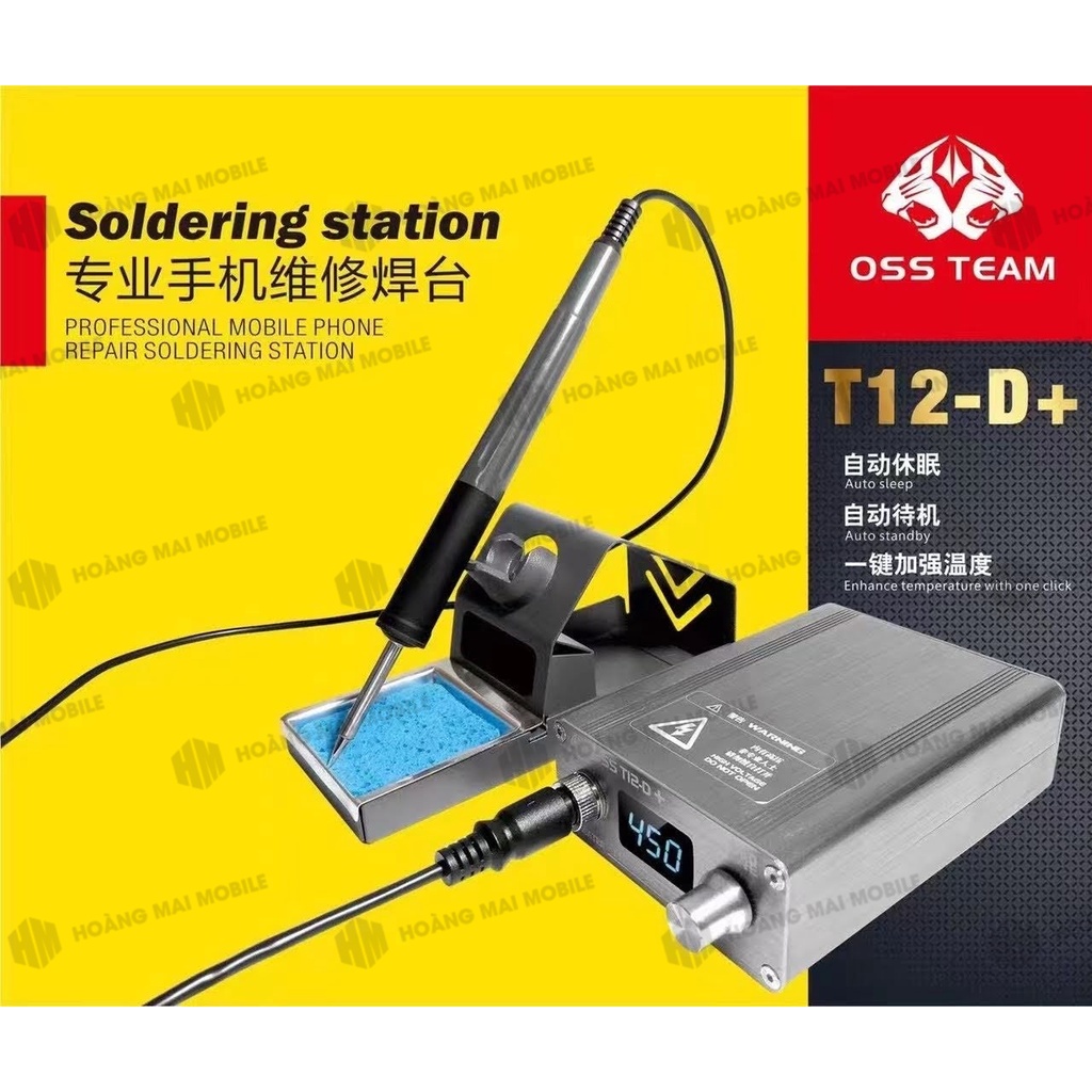 Máy hàn (trạm hàn) Ossteam T12-D+ dùng mũi T12 (kèm 1 mũi thẳng)