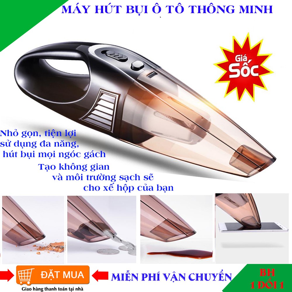 May Hut Bui O To,  Máy Hút Bụi Xe Hơi Cao Cấp. Thiết Kế Tay Cầm Có Dây , Máy Công Suất Lớn, Lực Hút Mạnh  - MUA NGAY!