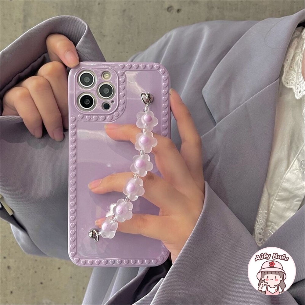 Ốp Điện Thoại TPU Mềm Chống Sốc Họa Tiết Hoa Oải Hương 3D Kèm Dây Đeo Cho IP 13 12 11 Pro Max XR 8 7 Plus