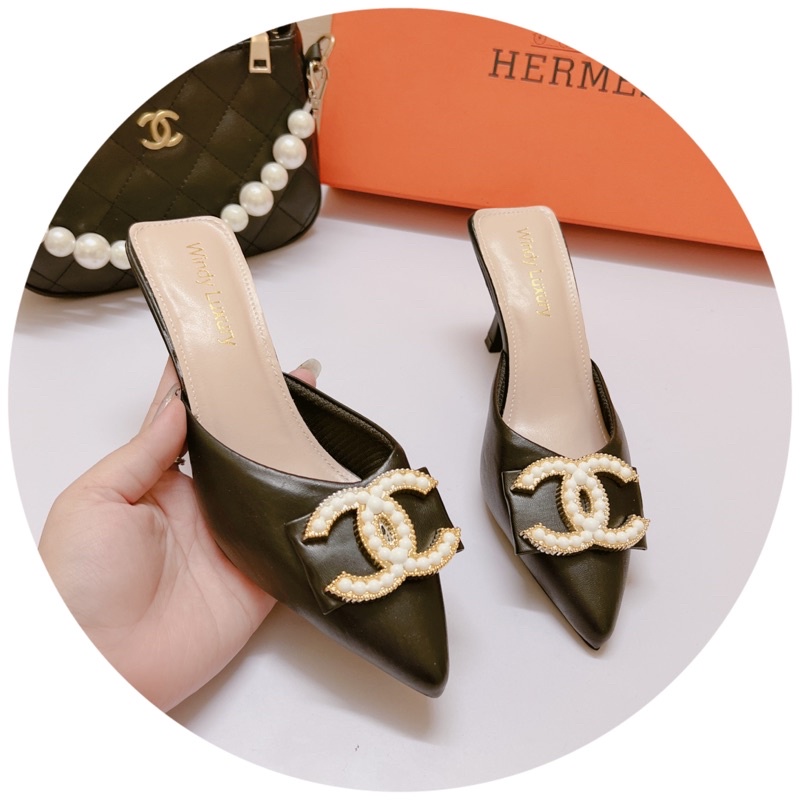 Sục gót nhọn 6p mũi nhọn tag X ngọc da lì chảnh