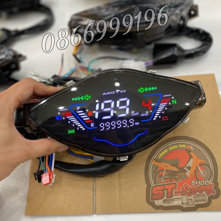 Đồng hồ điện tử 2023 PLUS gắn Wave Alpha 110/100/50cc, Wave S , Wave RS , Full Led LCD