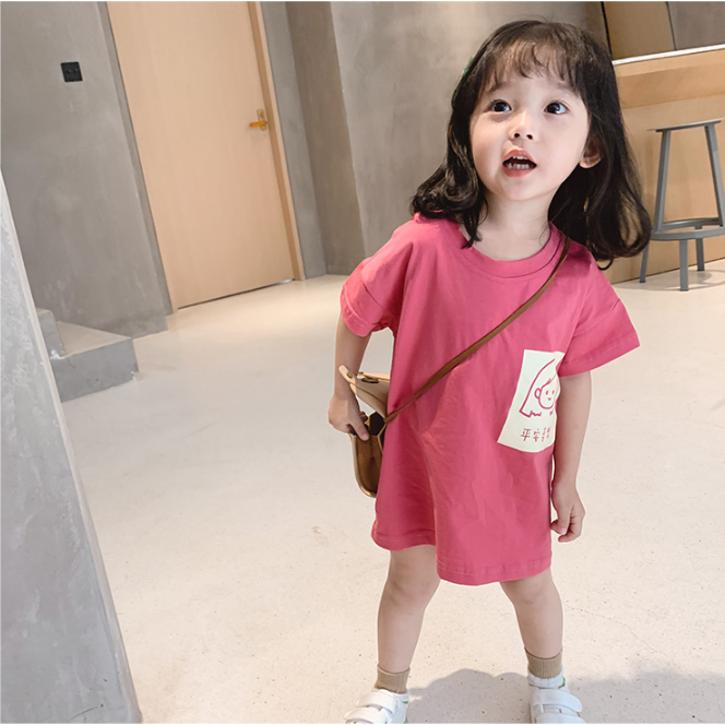 Little girl Korean wave pure cotton babies T-shirt skirt rkklgd