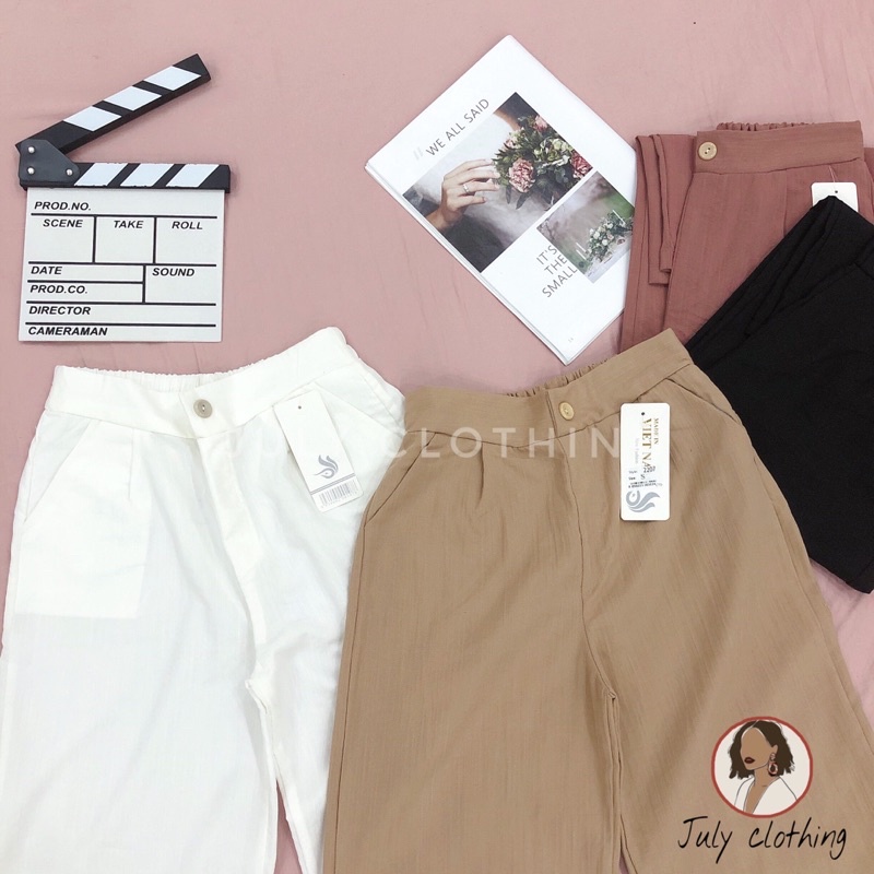 [Ảnh thật shop tự chụp và quay] Quần ống rộng culottes đũi 9 tấc QS015 nhà July | BigBuy360 - bigbuy360.vn