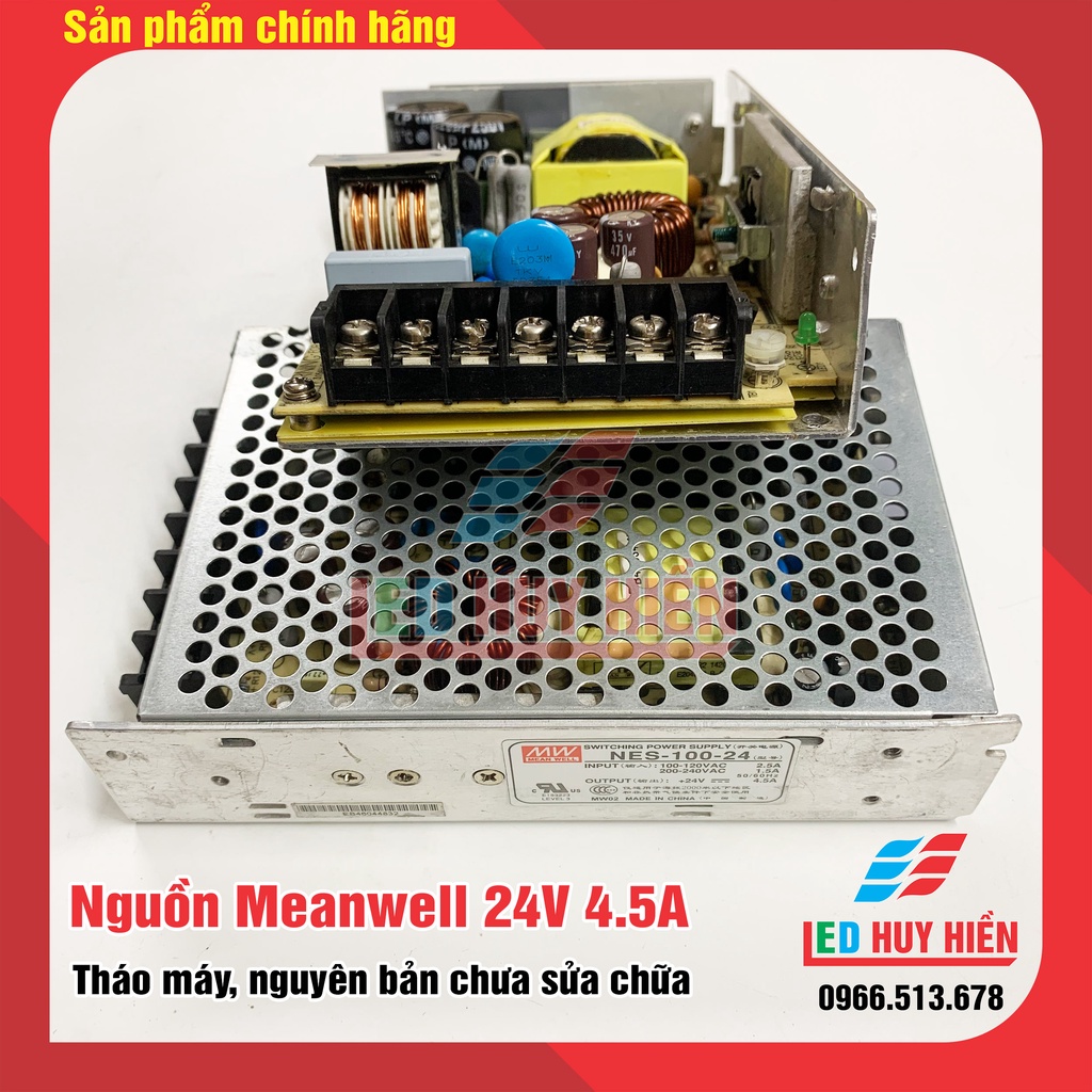 Nguồn meanwell 24V 4.5A, 6.5A  tháo máy, hoạt động tốt(Nguồn led 24V 100W, 150W meanwell )
