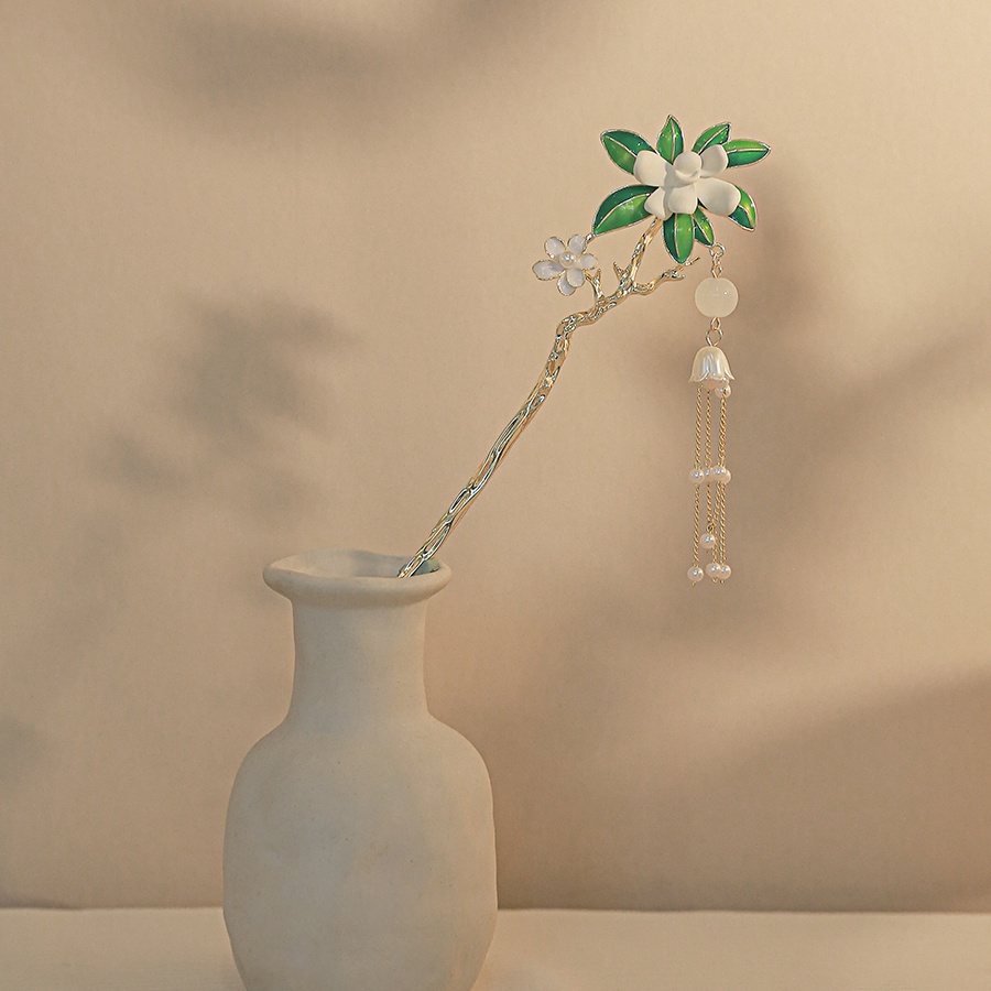 Trâm Cài Tóc Hình Hoa Bằng Kim Loại Đính Ngọc Trai Thanh Lịch Cho Nữ