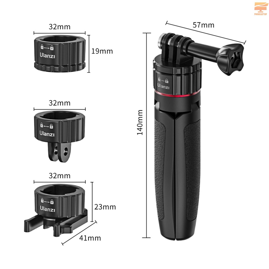 Ulanzi Gậy Ba Chân Mini Bằng Nhôm Với Lỗ Vít 1 / 4 Inch Cho Máy Ảnh Hành Động / Quay Phim Trực Tiếp