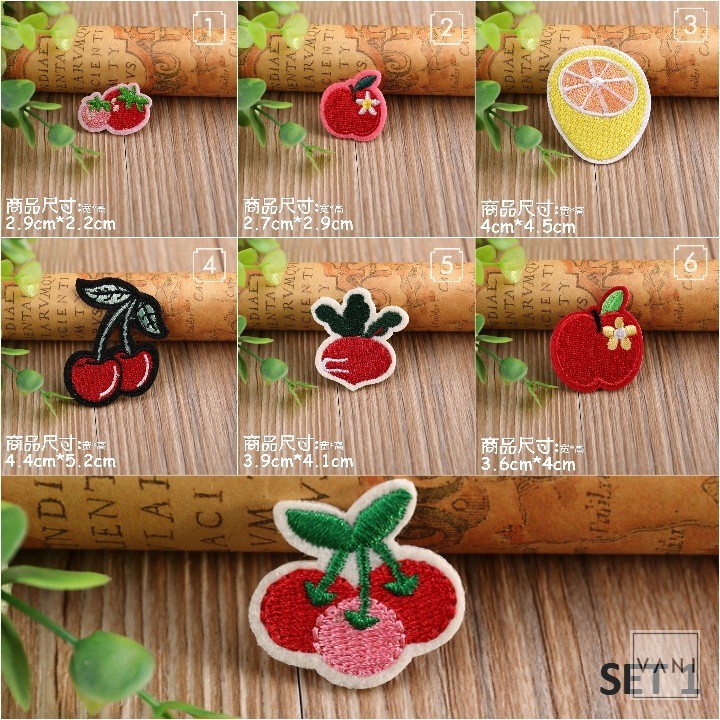 Set Logo Sticker Patch Ủi Áo Mẫu Trái Cây, Đồ Ăn Ngộ Nghĩnh Dễ Thương - Vani Store