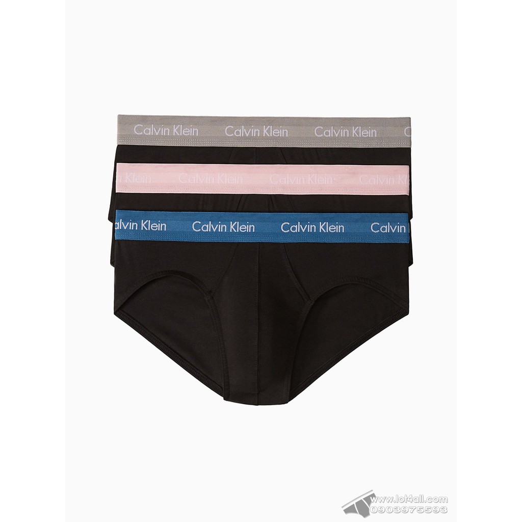 [CHÍNH HÃNG] Quần lót nam Calvin Klein NU2661 Cotton Stretch Hip Brief 3-pack Black HYACYN