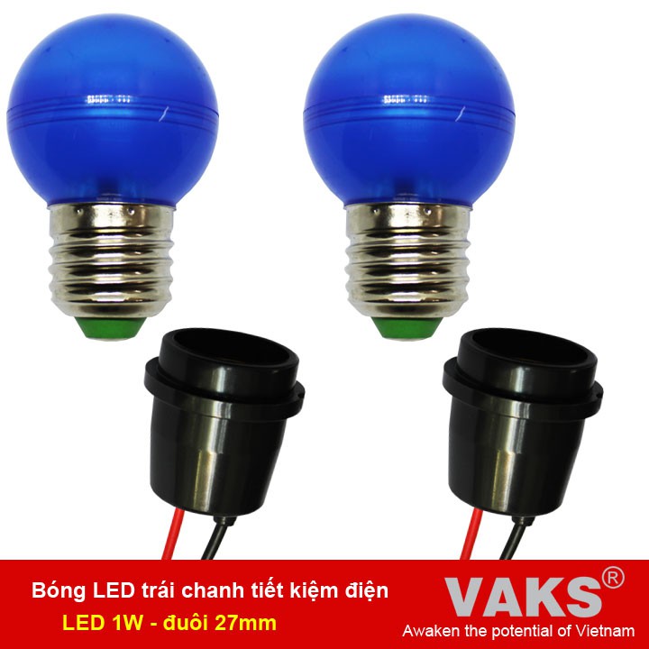 Bộ 02 Bóng led trái chanh tiết kiệm điện (1W) và 02 đuôi vặn kín nước DX17-1506