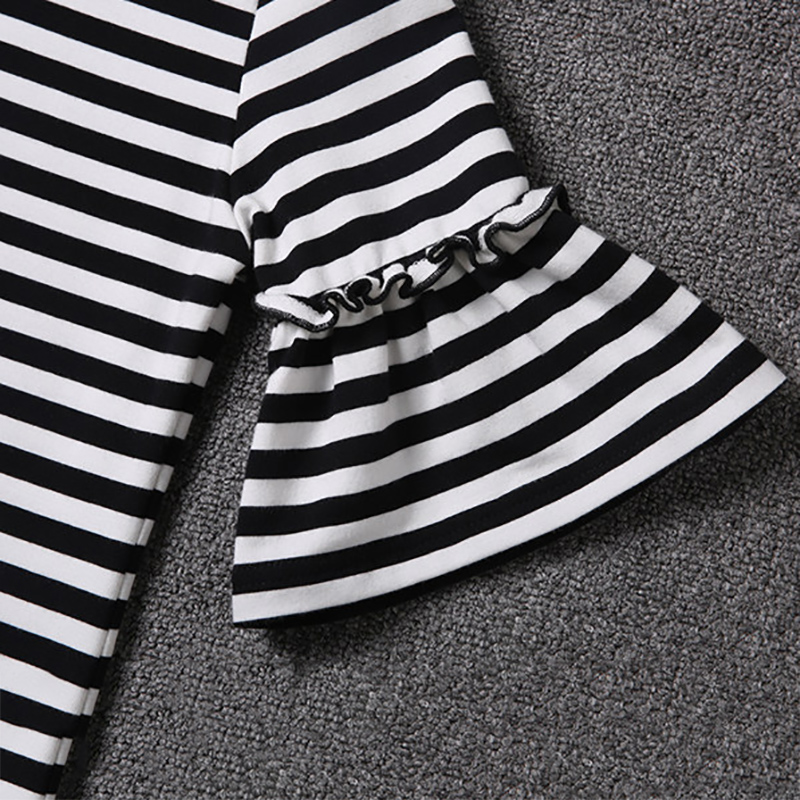 Đầm tay loe cổ tròn hoạ tiết kẻ sọc cho nữ size m-3xl