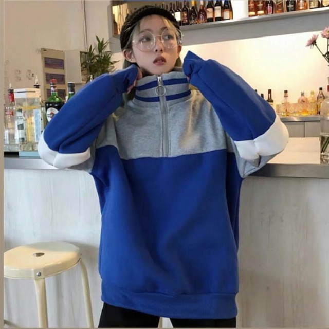 Áo polo cổ sọc dây kéo