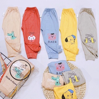 Quần dài cotton thun lạnh K.Woo cho bé trai/bé gái nhiều màu in hình động vật QD01