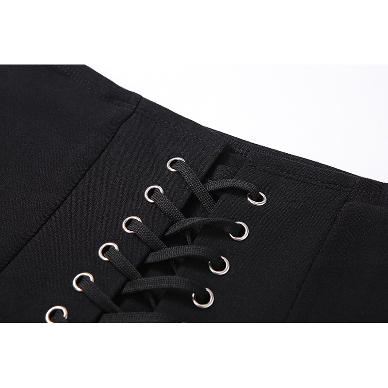 DUNEA Chân váy lưng cao kiểu cột dây thời trang đường phố cá tính