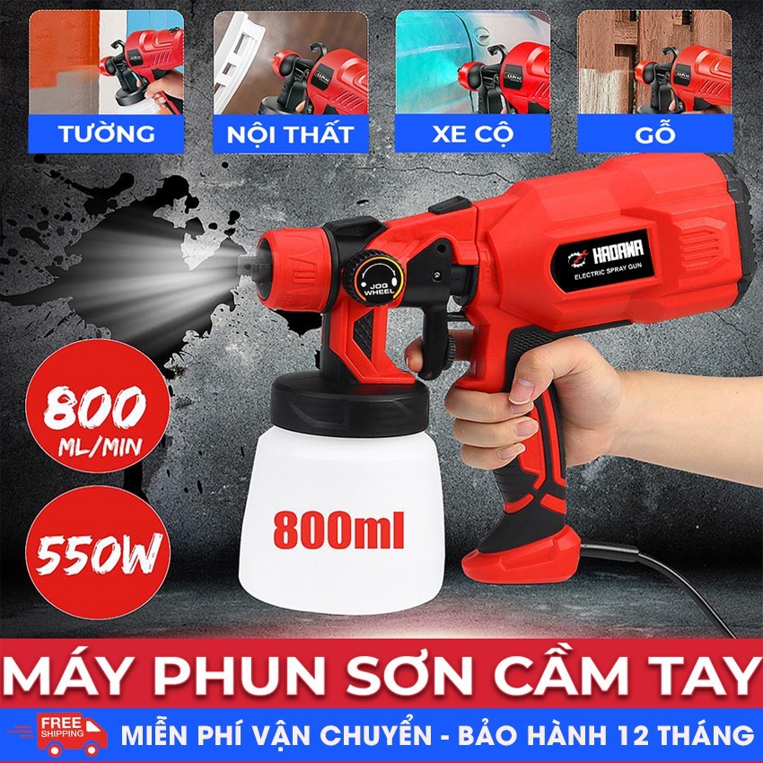 Máy Phun Sơn HADAWA Cầm Tay, Công Suất 550W, Súng Phun Sơn Dùng Điện 220V