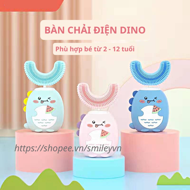 Bàn chải điện cho bé Sinex, Bàn chải đánh răng cho bé đầu chữ U giúp bé vệ sinh răng miệng hiệu quả - Phù hợp trẻ 2-12T