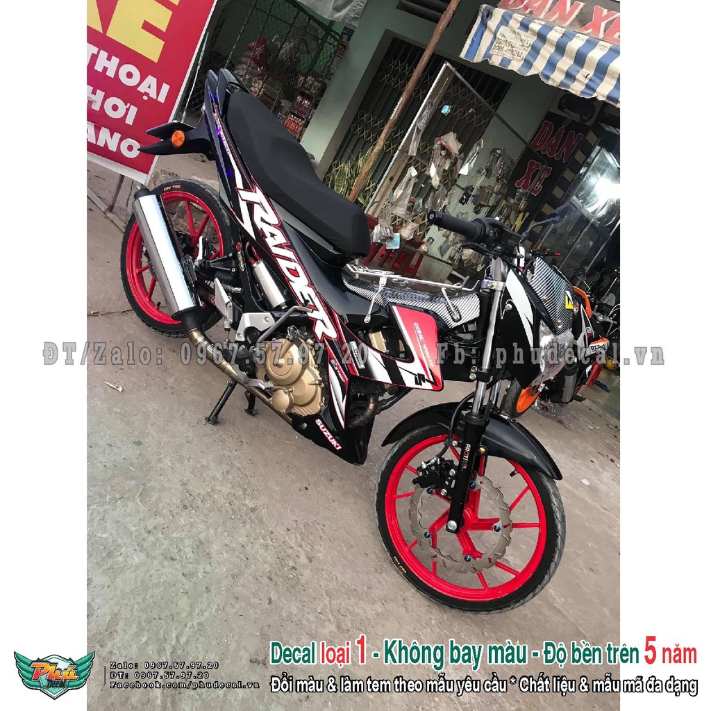 Tem rời xe Raider Xăng cơ đỏ đen (A)
