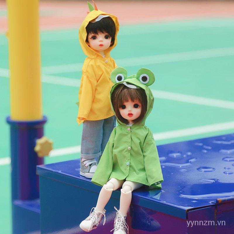 Áo Mưa Hình Chú Ếch Màu Xanh Lá Dễ Thương Bjd 6sub-doll Ob24 Tỉ Lệ 1 / 6