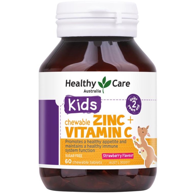 Viên kẹo nhai bổ sung kẽm Healthy Care Zinc + Vitamin C cho bé