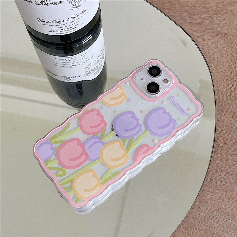 Ốp lưng IPhone trong lượn sóng hoa Tulip 6/6s/6plus/6splus/7/7plus/8/8plus/xs/11/12/13/14/pro/max/plus/promax TLS11