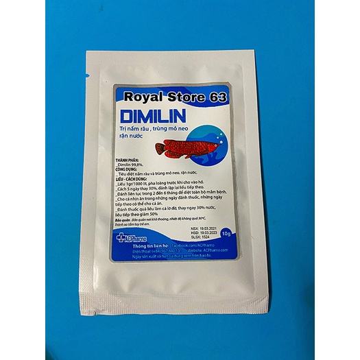 Dimilin Plus Acpharno (10gram) Diệt nấm râu, trùng mỏ neo, rận nước, ký sinh trùng cho cá rồng
