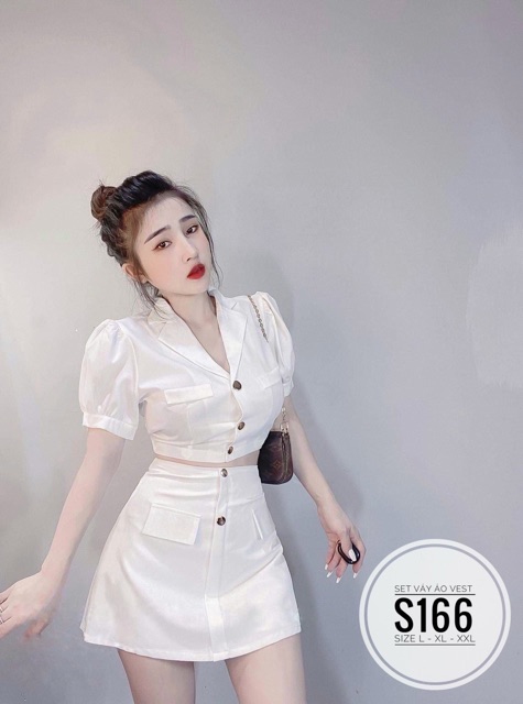 Sét áo kiểu vest + chan váy A bigsize 55kg-95kg
