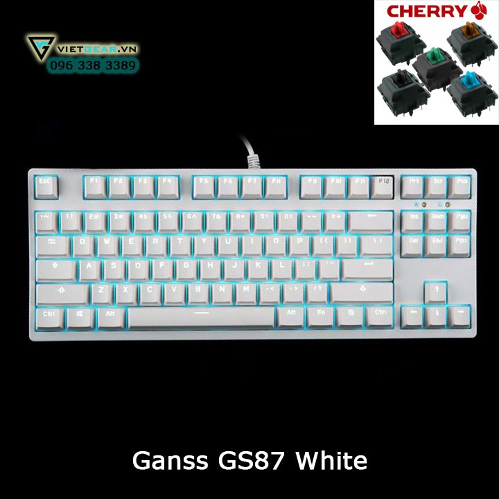 Bàn phím cơ Ganss GS87, led đơn sắc, Cherry switch, chất lượng cao