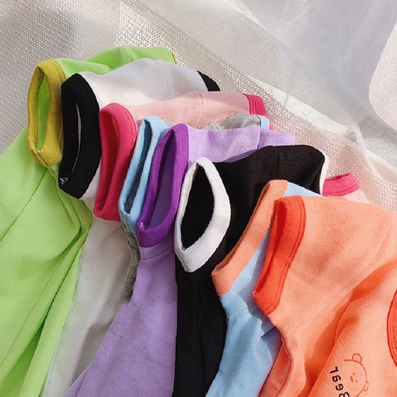 Áo Thun Tay Ngắn Màu Sắc Kẹo Ngọt Cho Bé 1-6 Tuổi