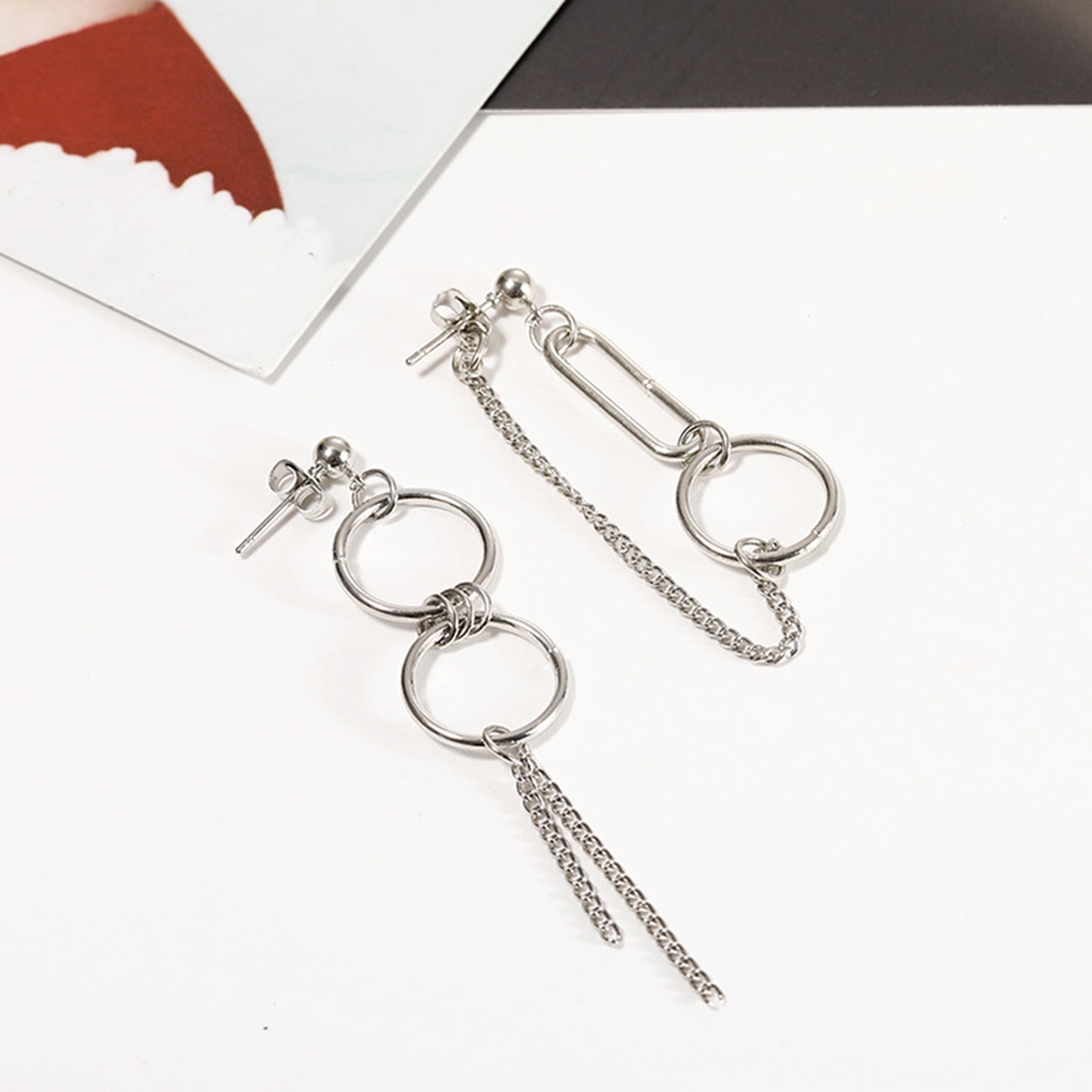 Bông tai kim loại thiết kế hình học phong cách retro cho nữ