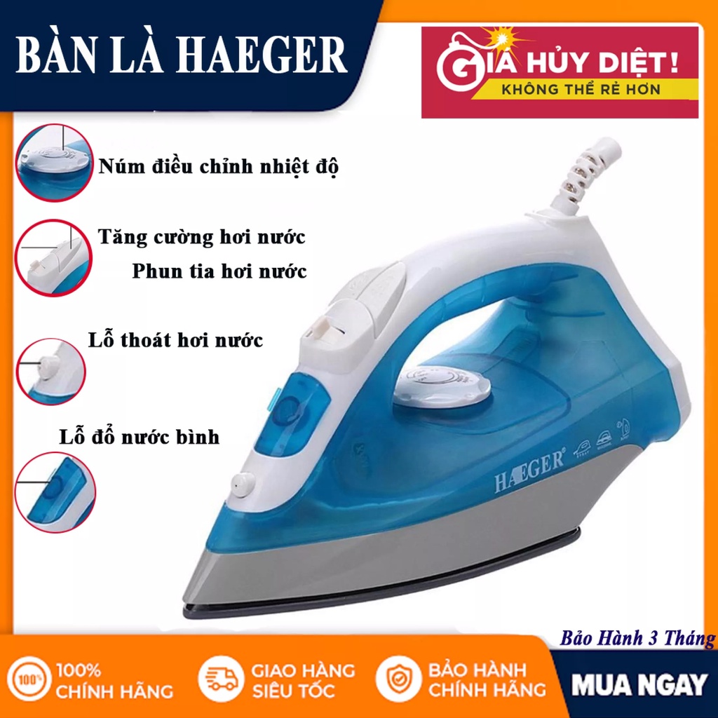 Bàn Là Hơi Nước, Bàn Ủi Hơi Nước. 2 Chế Độ Phun Hơi - Phun Sương, Mặt Đế Chống Dính. MUA NGAY!!!