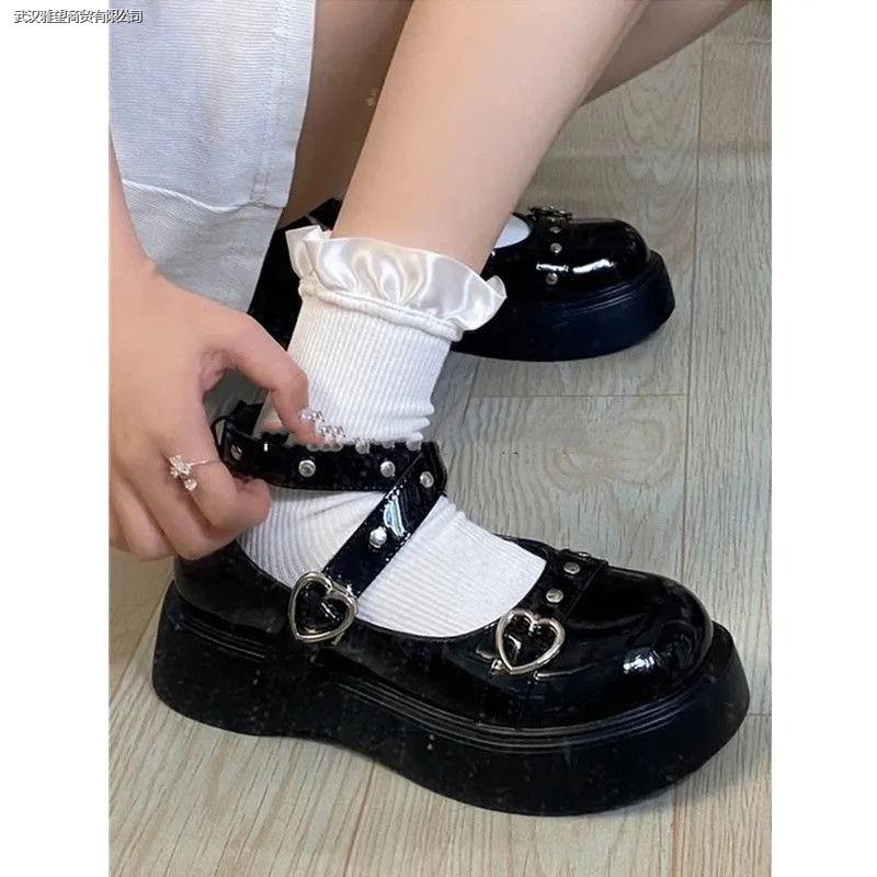 Giày Da Bít Mũi Đế Dày Phối Khóa Cài Phong Cách Mary Jane Thời Trang Mùa Hè 2022