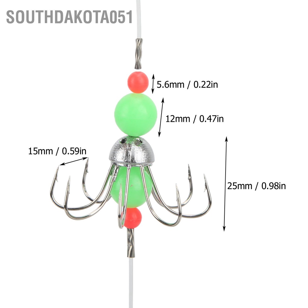 Hàng Sẵn Móc câu mực/ bạch tuộc chuyên nghiệp phát sáng Thiết bị đánh cá bằng thép cao cấp【Southdakota051】
