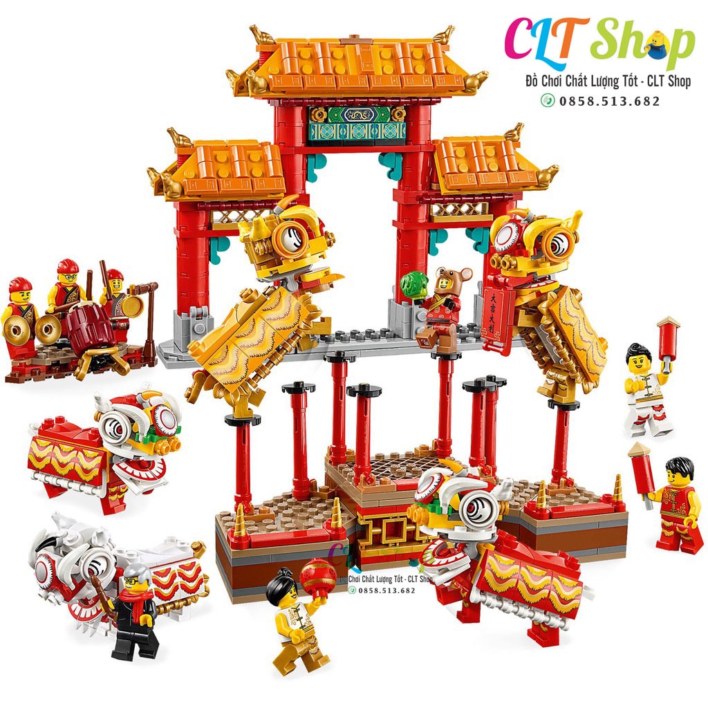(có sẵn hàng loại 1) Đồ chơi xếp hình lego lắp ráp múa rồng múa lân lego trung thu múa rồng cho bé trai bé gái
