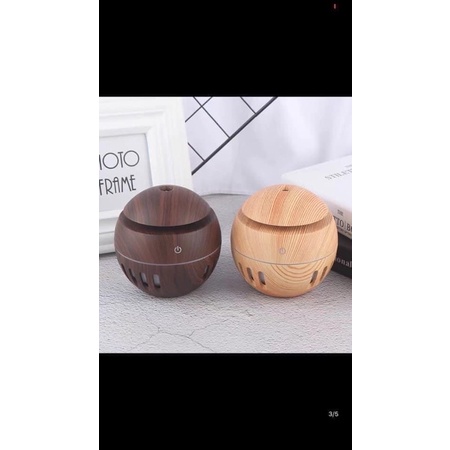Máy xông tinh dầu mini - máy phun sương tạo ẩm vân gỗ hình cầu