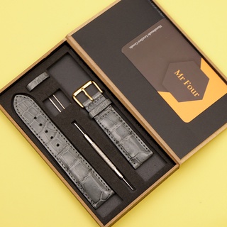 Dây đồng hồ da cá sấu màu xám tro đủ size 12/14/16/18/19/20/21/22/24 | crocodile leather watch bands