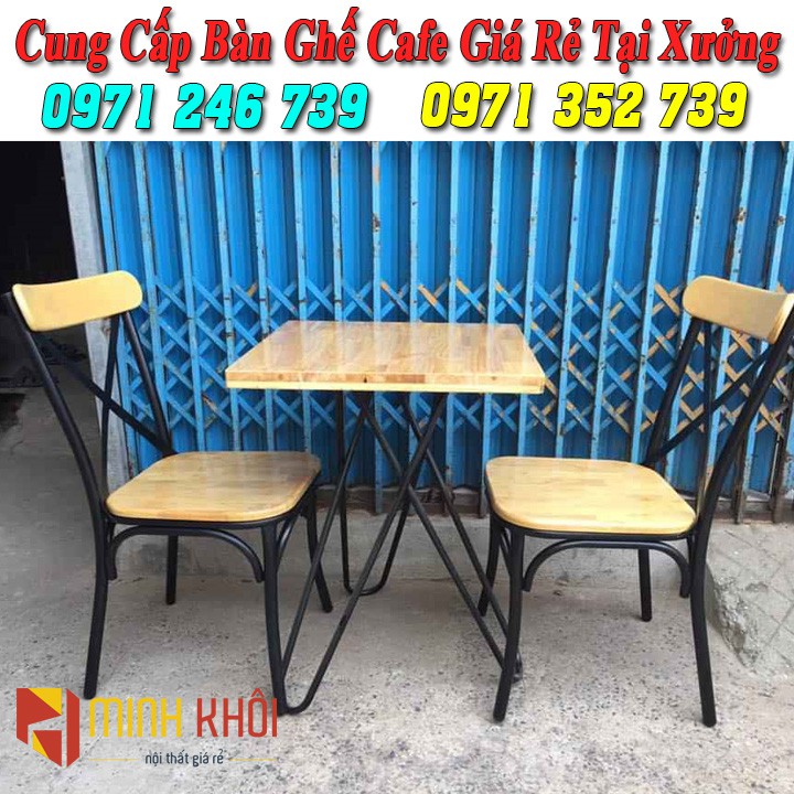 Ghế sắt cafe mặt gỗ giá rẻ