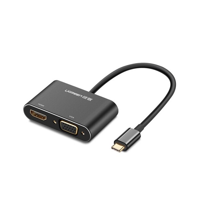 Cáp USB type-C to HDMI và VGA chính hãng Ugreen 50738 bọc nhôm cao cấp