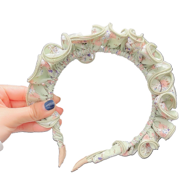 Flgo Băng Đô Cài Tóc Bản Rộng In Họa Tiết Hoa Phong Cách Preppy Cổ Điển Thời Trang