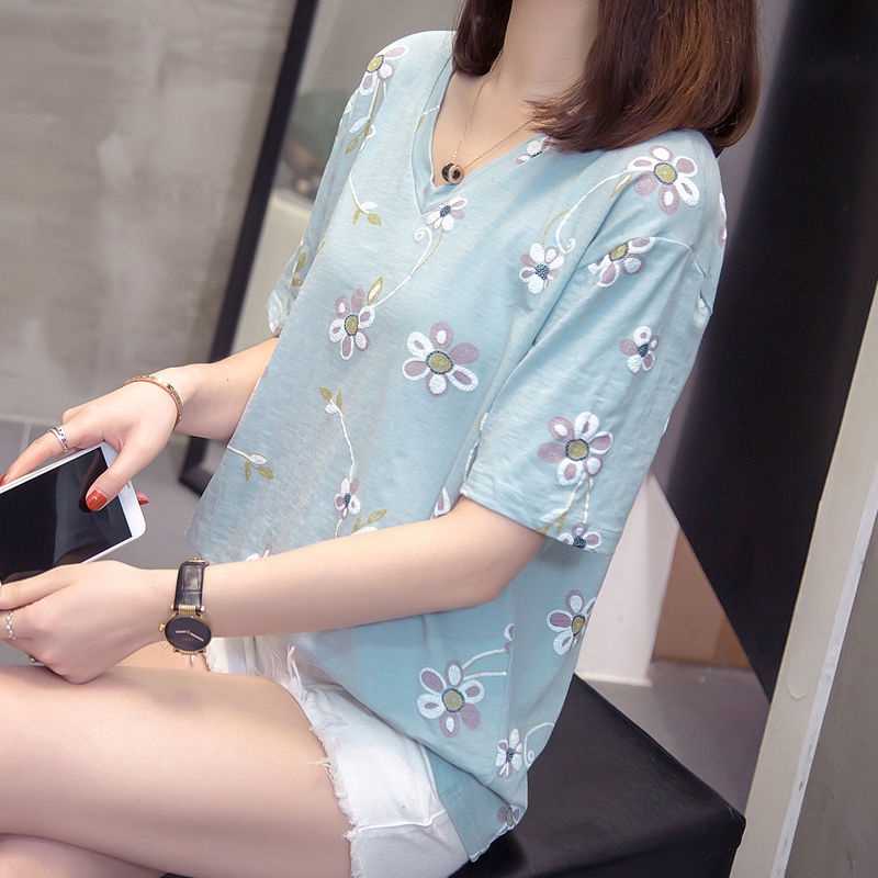 Áo Thun Ngắn Tay Dáng Rộng In Họa Tiết Kiểu Phương Tây Thời Trang Mùa Hè Cho Nữ