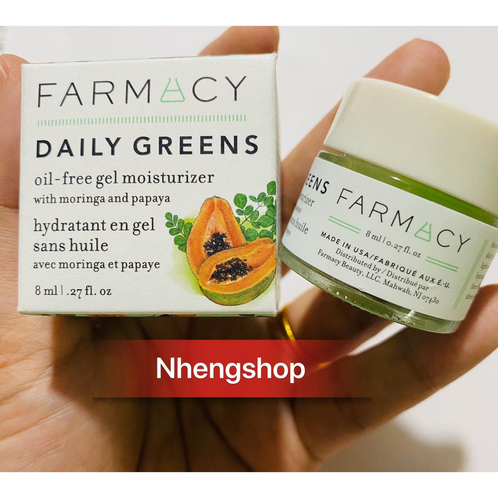 [MInisize 8ml] Kem dưỡng ẩm FARMACY Daily Greens Oil-Free Gel Moisturizer with Moringa and Papaya