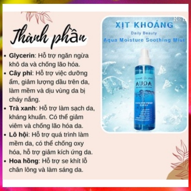 [SPa Cao Cấp]Xịt Khoáng Aqua Cấp Ẩm Moisture Soothing Mist,Dưỡng Da, Cấp Ẩm, Chống Lão Hóa, Chống Nhăn, Giữ Make Up,Tốt