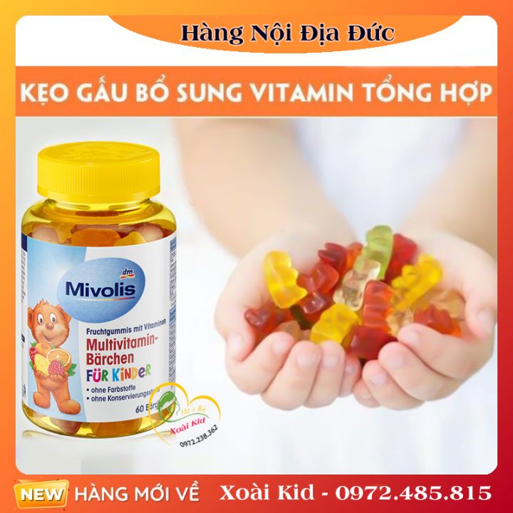 Kẹo gấu vị trái cây bổ sung Vitamin tổng hợp cho trẻ em Mivolis Mutilvitamin Barchen 60 viên - Nội Địa Đức Đủ Bill