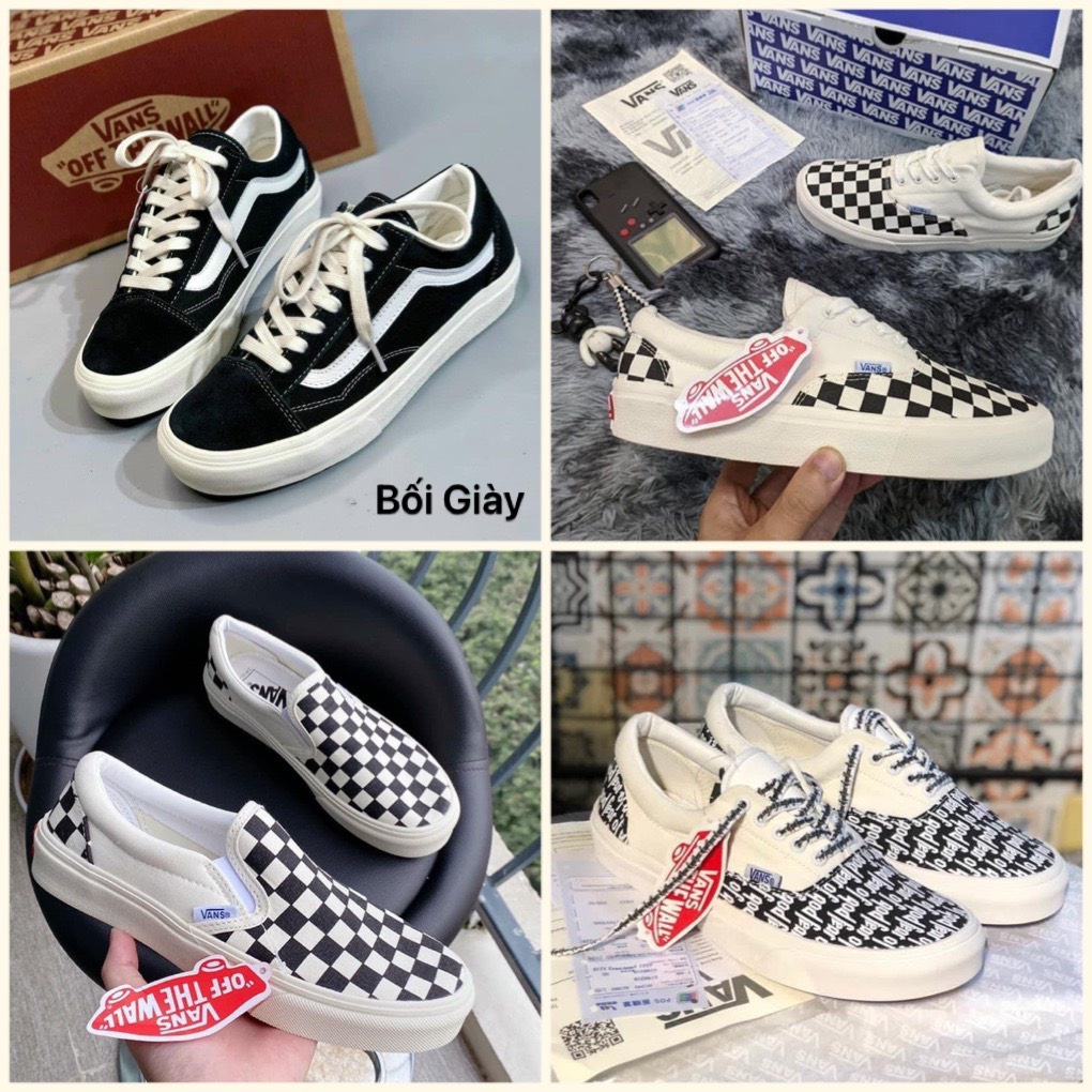 GIÀY 𝐕𝐀𝐍𝐒 dán đen trắng, Giày thể thao Vans các màu mới nhất, vans caro, vans đen, van chữ Thời Trang hot trend