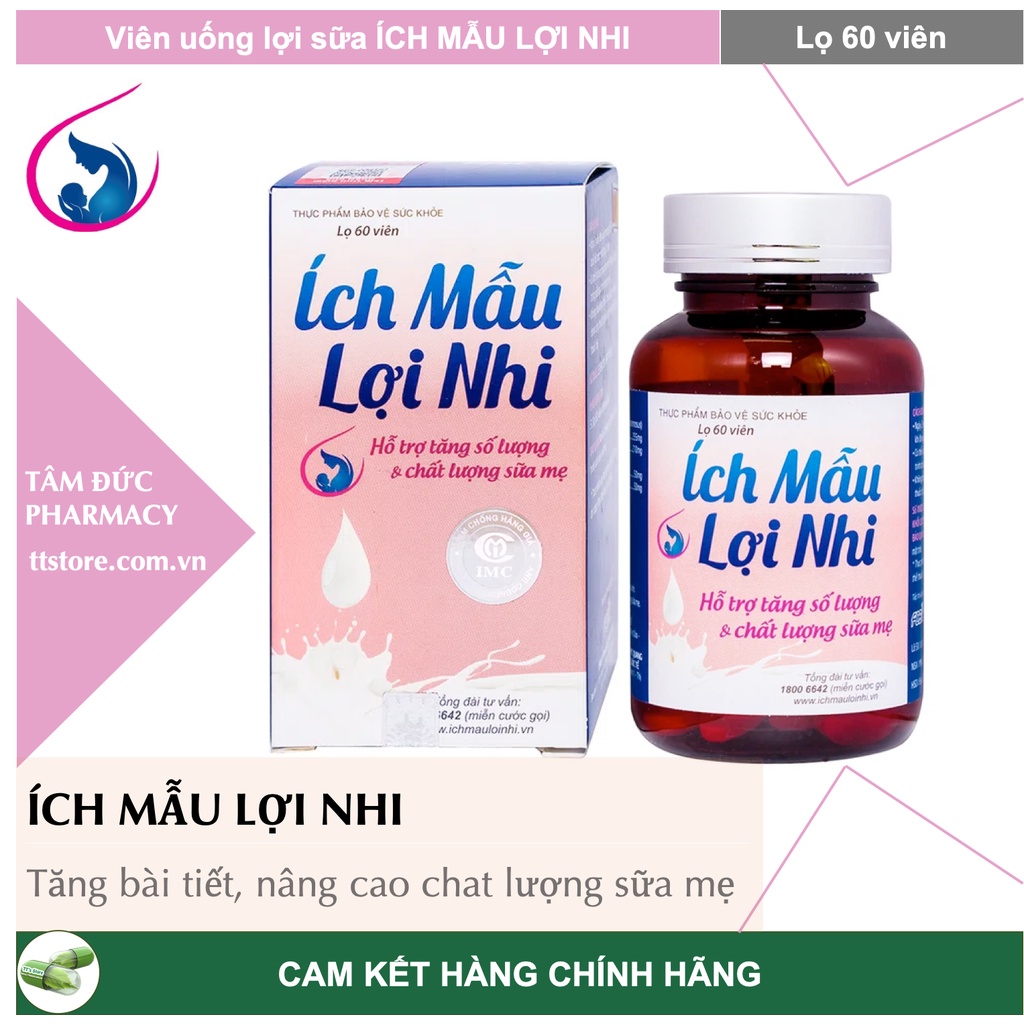 ÍCH MẪU LỢI NHI [Lọ 60 viên] - Hỗ trợ tăng tiết sữa và tăng lượng sữa cho mẹ.