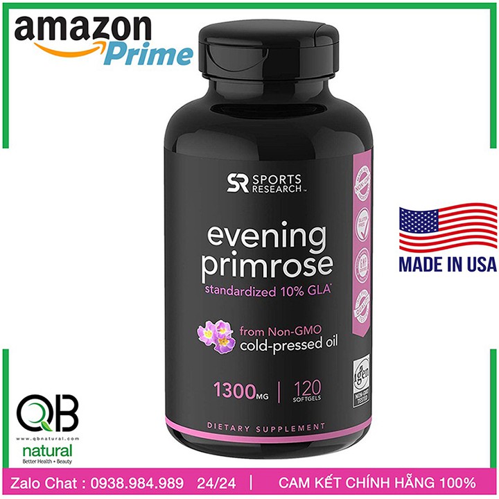 Tinh dầu hoa anh thảo Evening Primrose Oil, Nội Tiết Tố Nữ, Sports Research USA | Thế Giới Skin Care