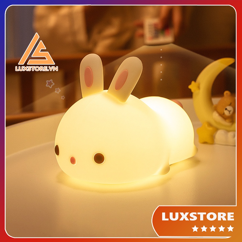 ĐÈN NGỦ SILICON THỎ CON CUTE ĐỂ BÀN TRANG TRÍ DECOR – LUXSTORE